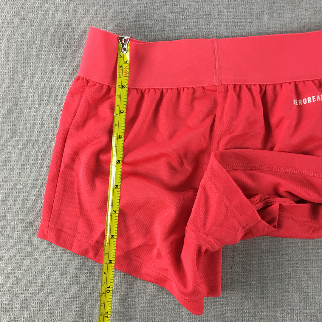 Adidas Kids Girls Shorts Size 9 - 10 Years Red Elastic Waist Logo Running