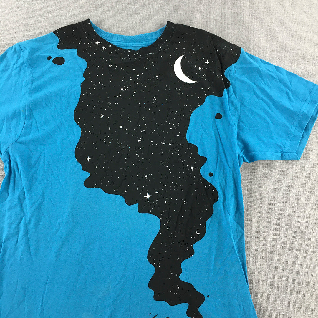 Design By Humans Mens T-Shirt Size M Blue Gun Night Sky Short Sleeve Tee