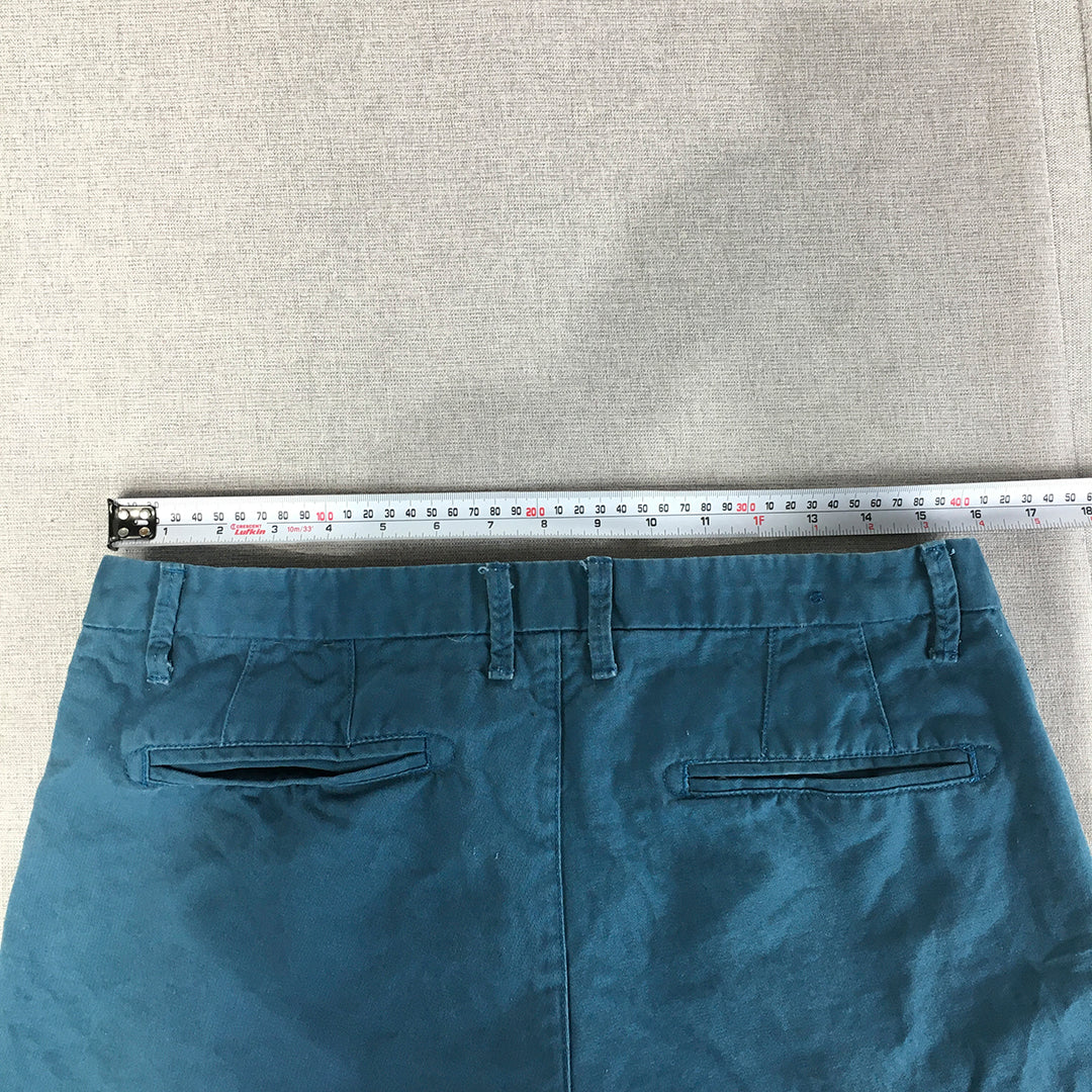 UniqTee Mens Chino Shorts Size L Blue Pockets Casual Walking