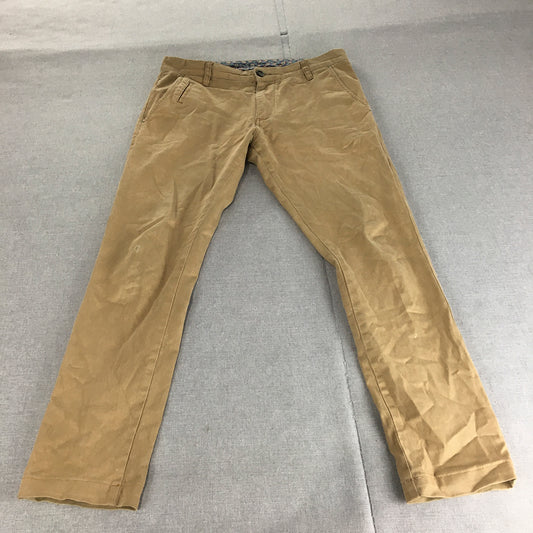 Oxford Mens Chino Pants Size 32 Brown Slim Fit Stretch Pockets