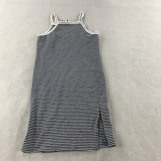 Bardot Junior Kids Girls Dress Size 16 Navy Blue Striped Sleeveless