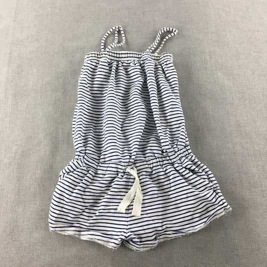 Seafolly Kids Girls Playsuit Size 12 White Blue Striped One-Piece Romper