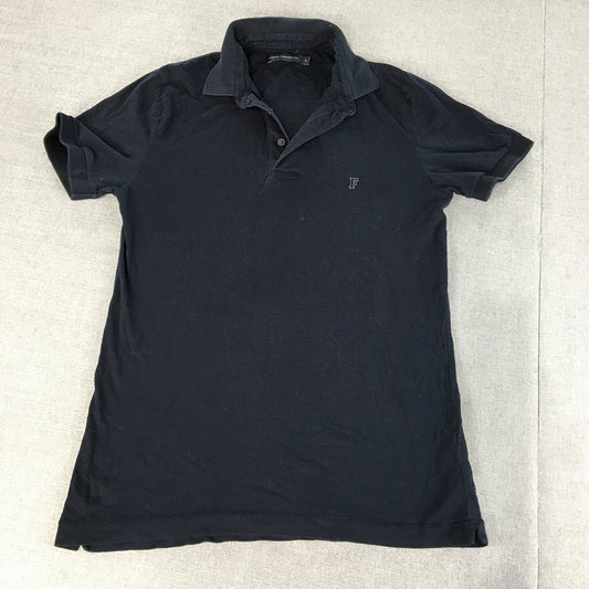 French Connection Mens Polo Shirt Size S Navy Blue Logo Collared Rugby