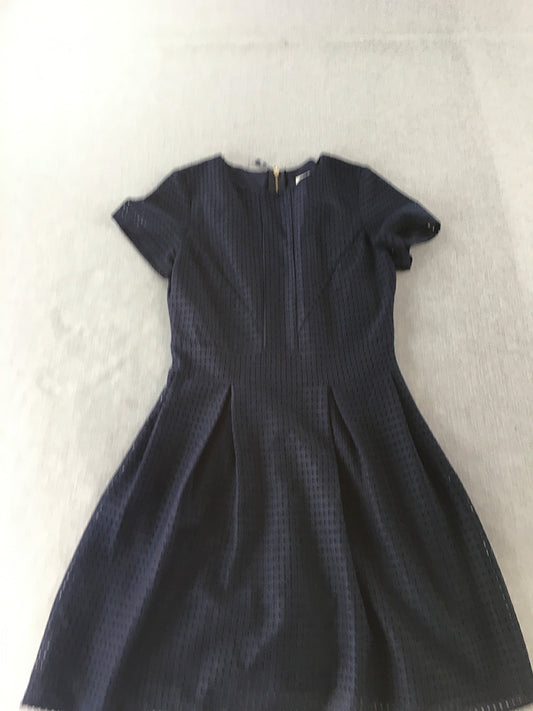 Mia Womens Mini Dress Size 8 Navy Blue Pleated A-Line Back Zip