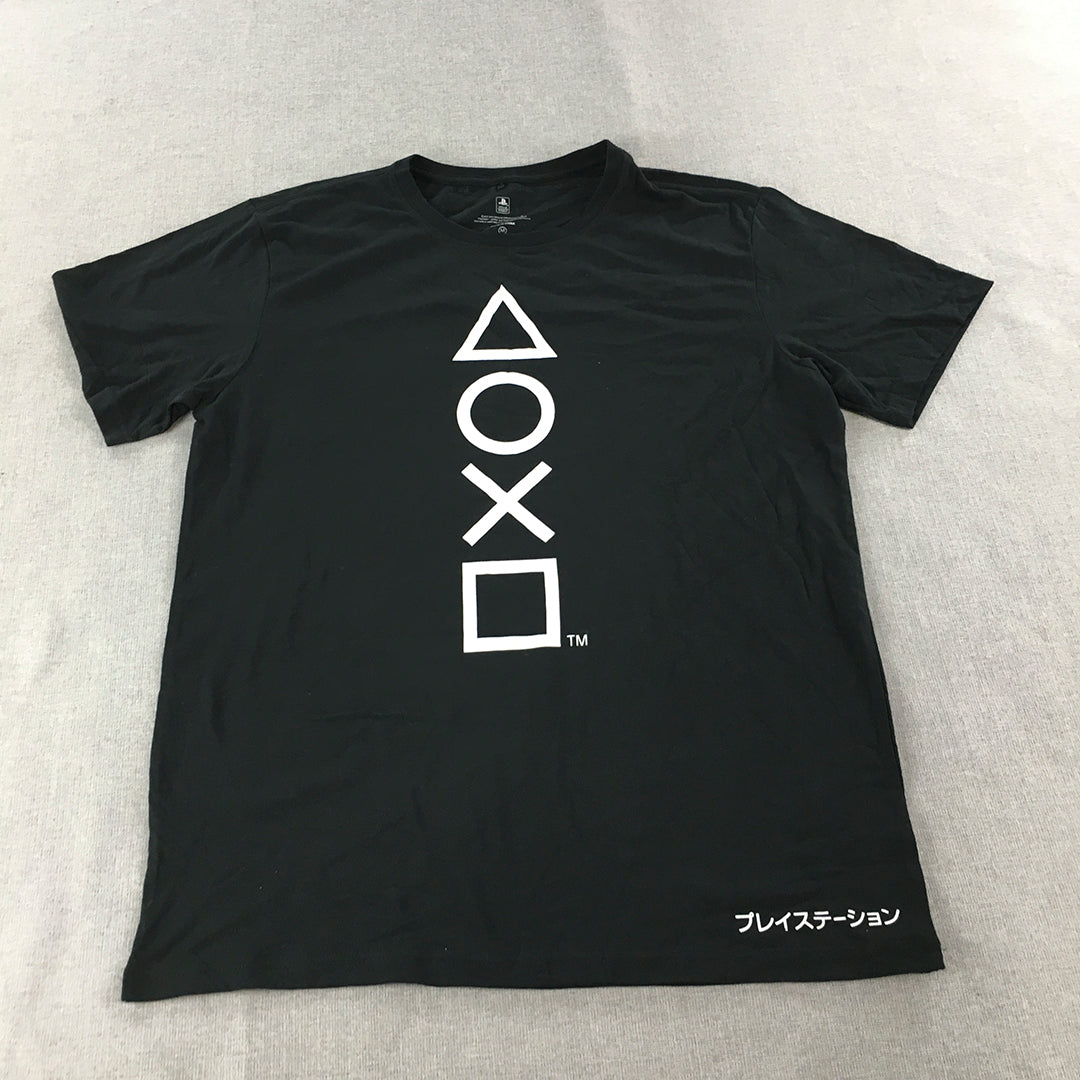 Playstation Mens T-Shirt Size M Black Logo Short Sleeve Tee