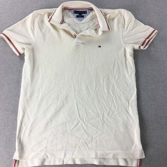 Tommy Hilfiger Mens Polo Shirt Size S White Short Sleeve Collared Logo Rugby