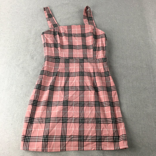 H&M Womens Mini Dress Size 10 Pink Checkered Sleeveless