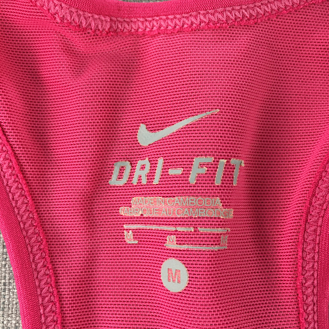 Nike Womens Tank Top Size M Hot Pink Logo Sleeveless Singlet Shirt Dri-Fit