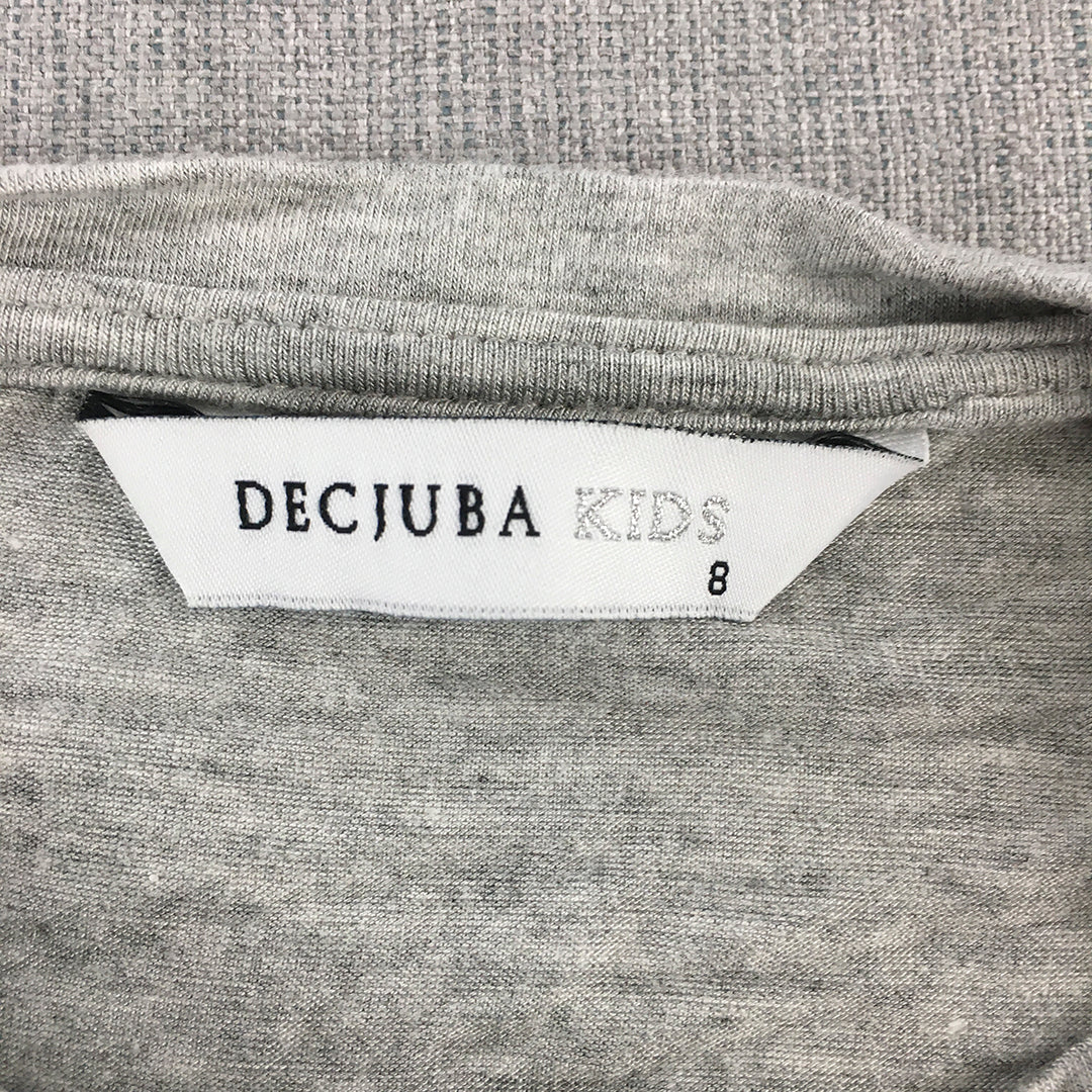 Decjuba Kids Girls Top Size 8 Grey Polka Dot Long Sleeve Pullover Shirt