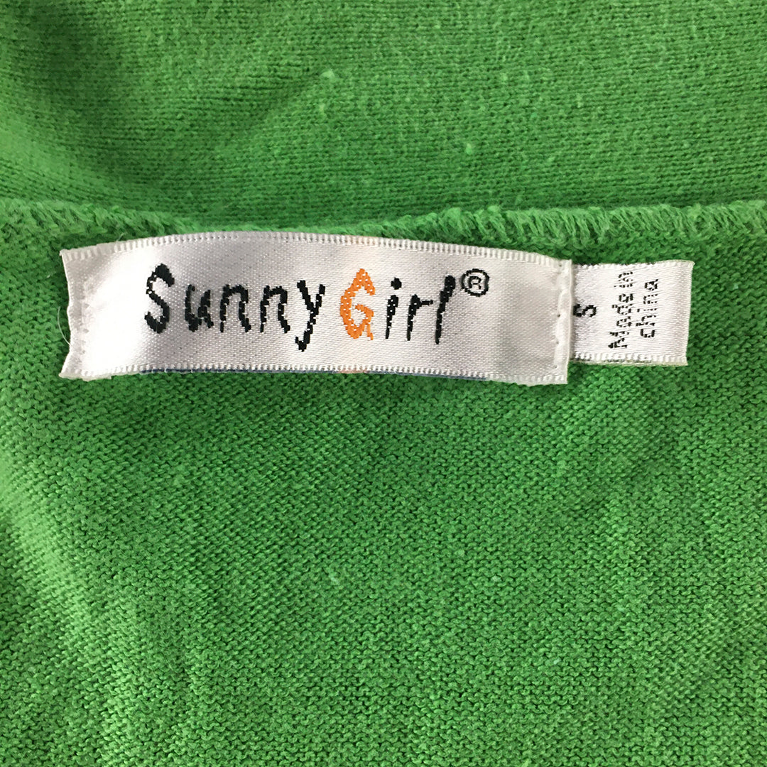 Sunny Girl Womens Cardigan Sweater Size S Green Long Sleeve Button