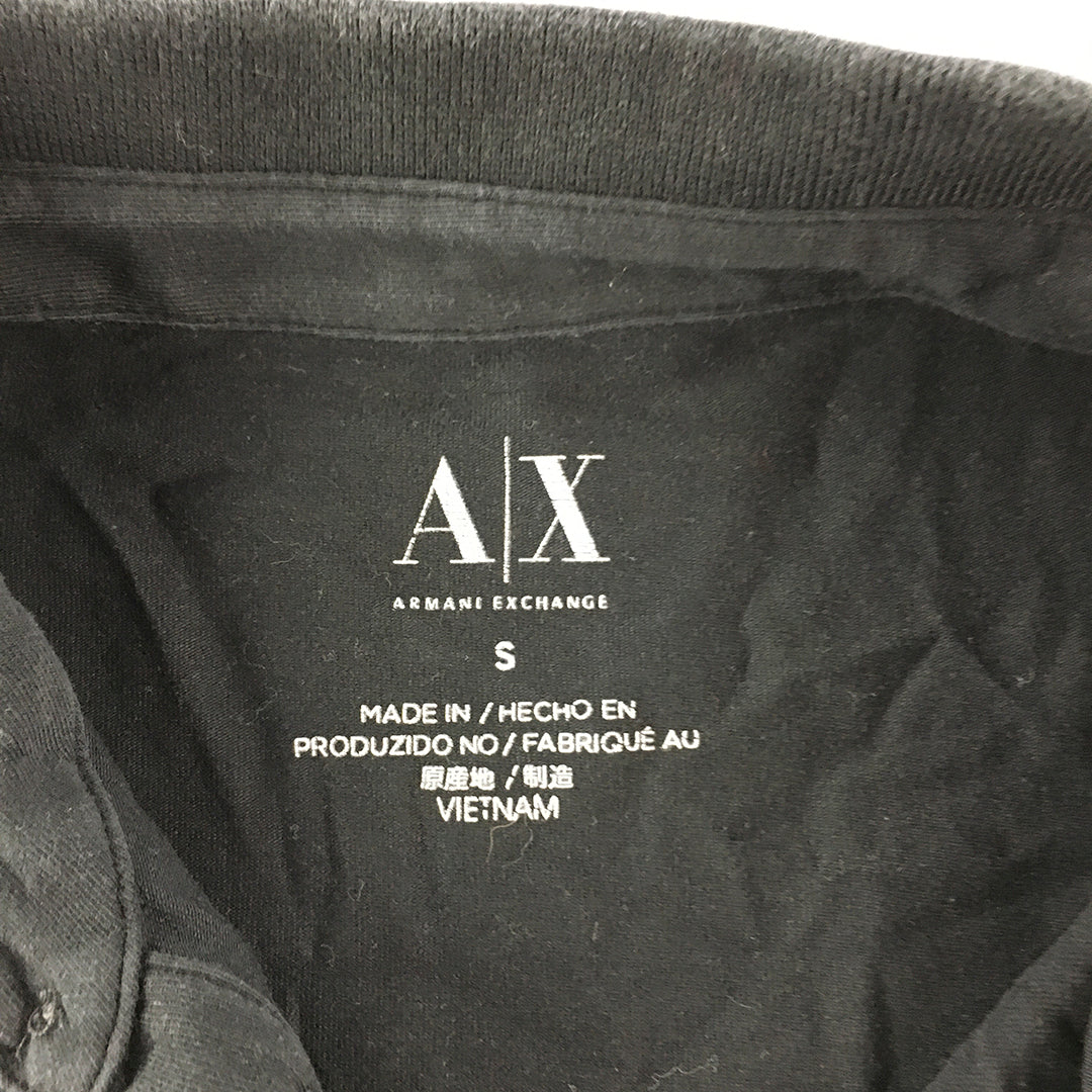 Armani Exchange Mens Polo Shirt Size S Black Logo Collared Rugby