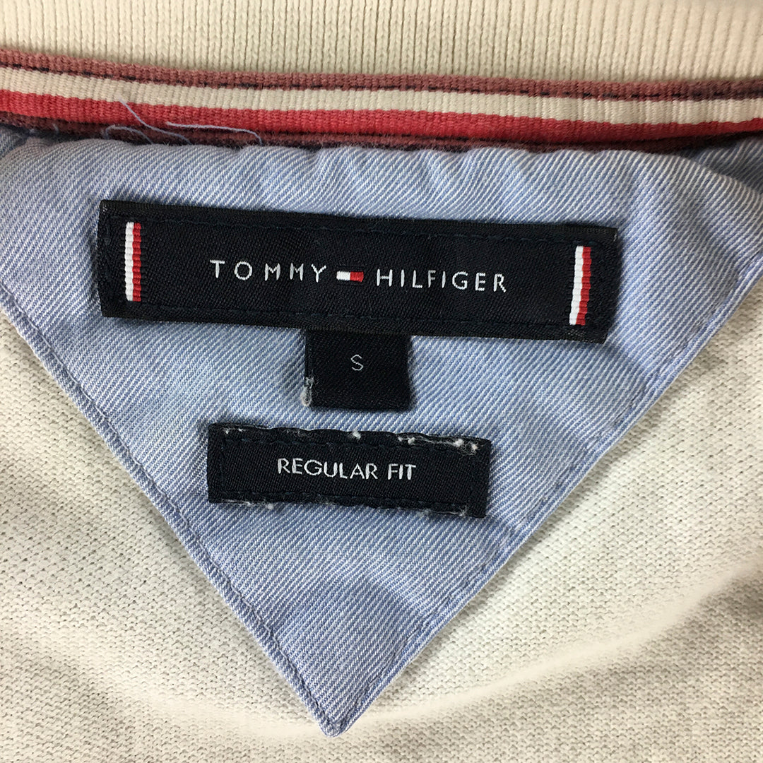 Tommy Hilfiger Mens Polo Shirt Size S White Short Sleeve Collared Logo Rugby