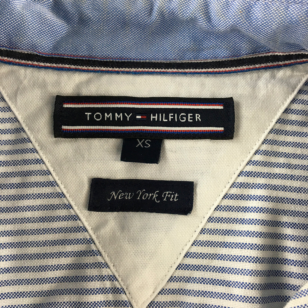 Tommy Hilfiger Mens Shirt Size XS New York Fit Blue White Striped Button-Up