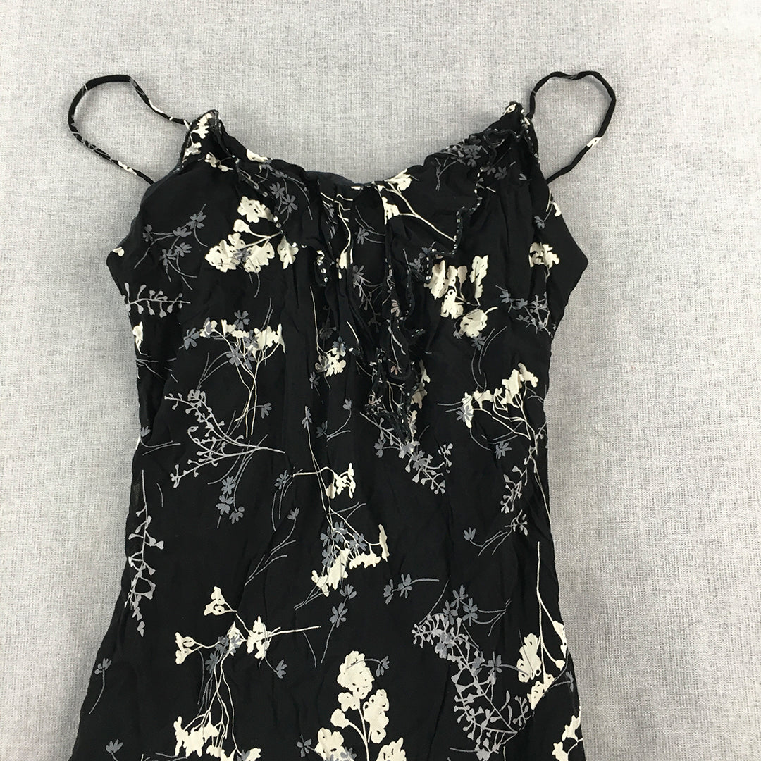 Cape Romance Womens Dress Size XS Black Mini Floral Sleeveless