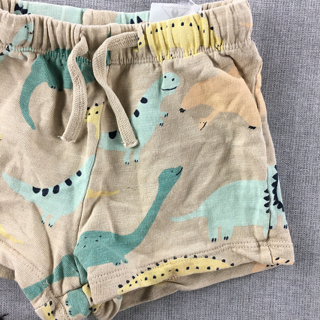 H&M Baby Shorts Size 1 (9 - 12 Months) Brown Dinosaur Elastic Waist