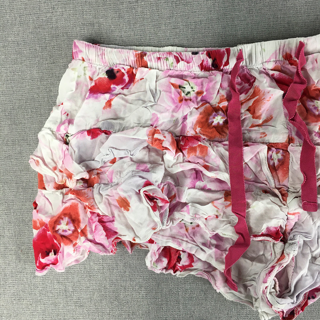 Peter Alexander Womens Sleep Shorts Size M White Pink Floral Pajama