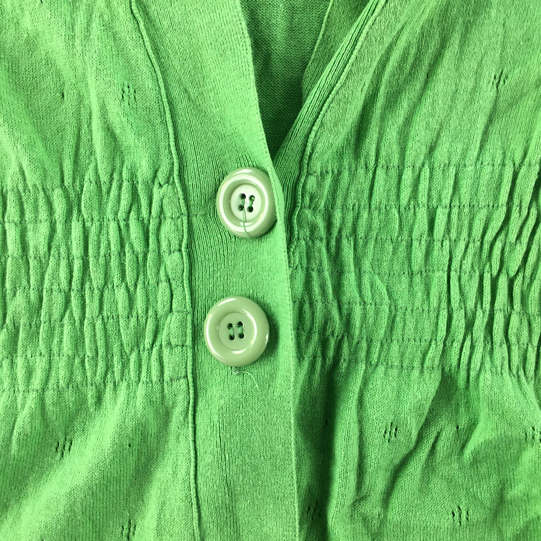 Sunny Girl Womens Cardigan Sweater Size S Green Long Sleeve Button