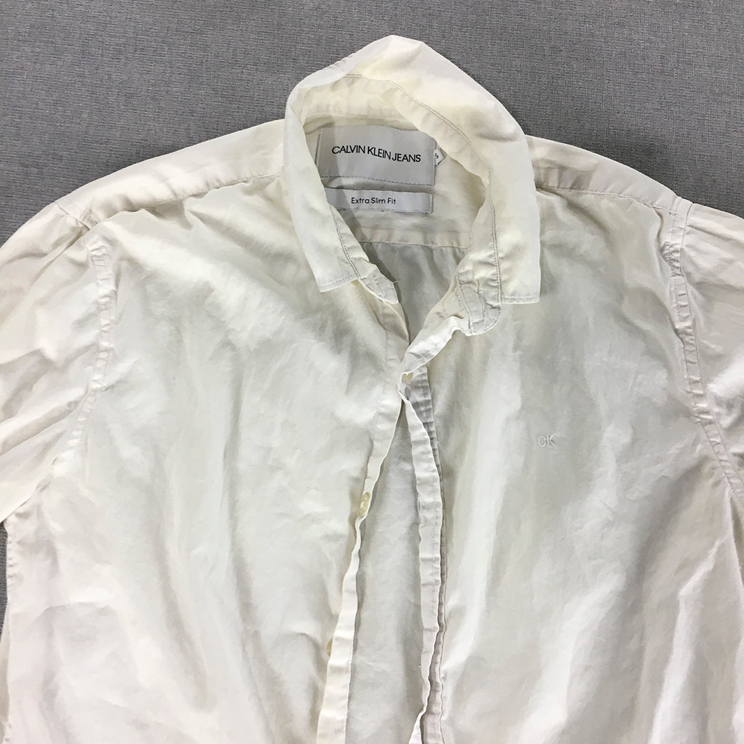 Calvin Klein Jeans Mens Shirt Size S Extra Slim Fit Button-Up White