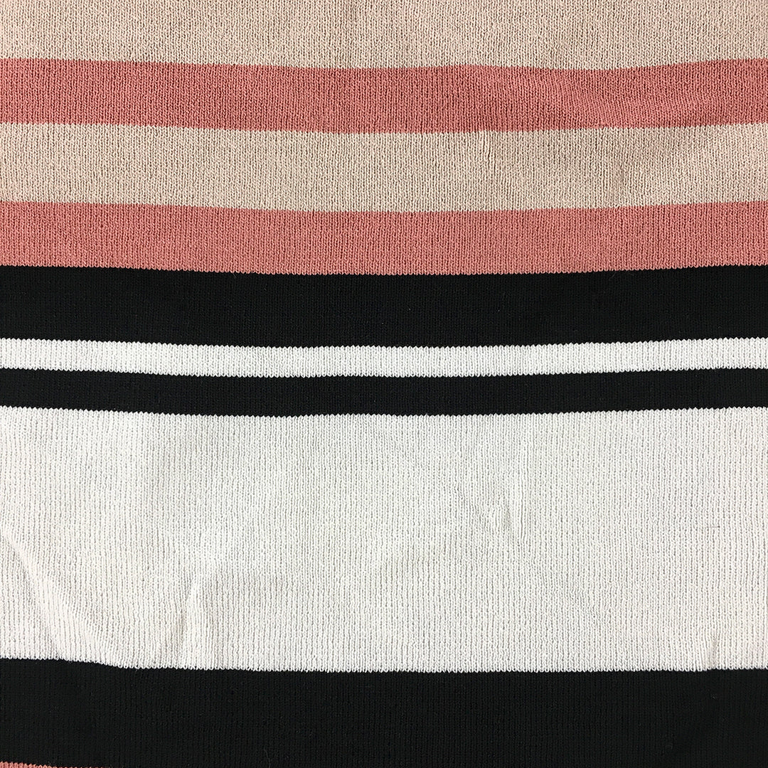 Ally Womens Cami Top Size S White Pink Black Striped Stretch Knit Blouse