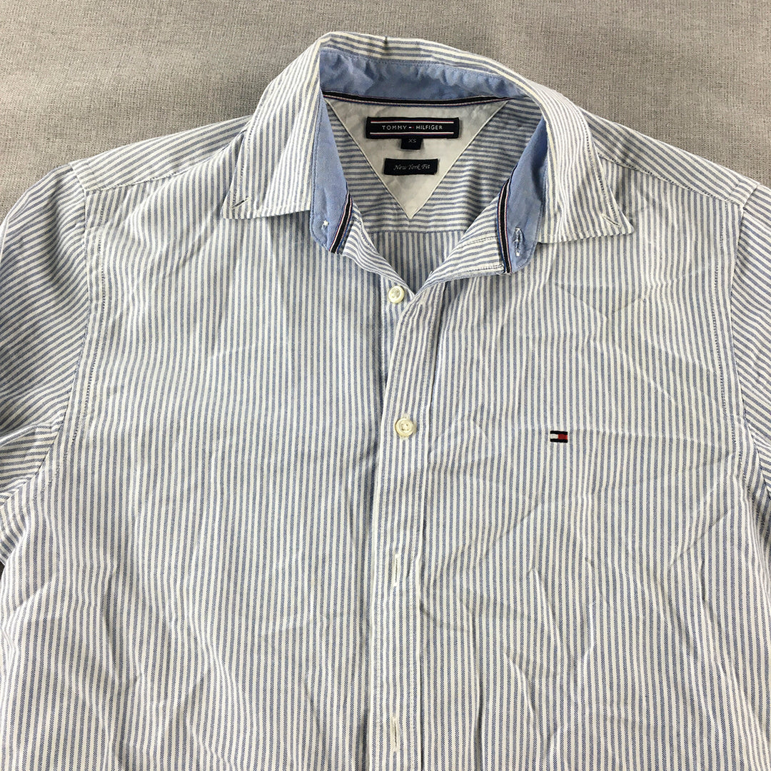 Tommy Hilfiger Mens Shirt Size XS New York Fit Blue White Striped Button-Up