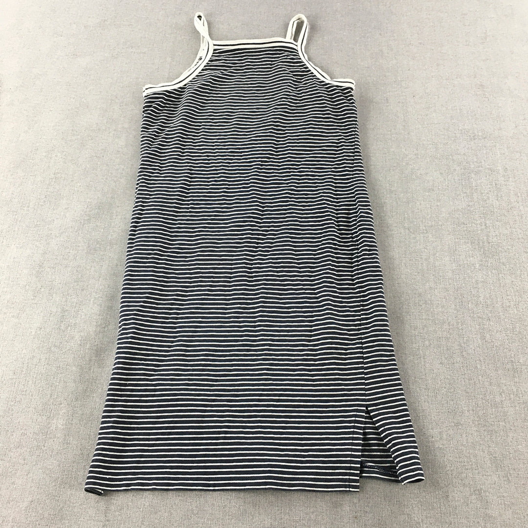 Bardot Junior Kids Girls Dress Size 16 Navy Blue Striped Sleeveless