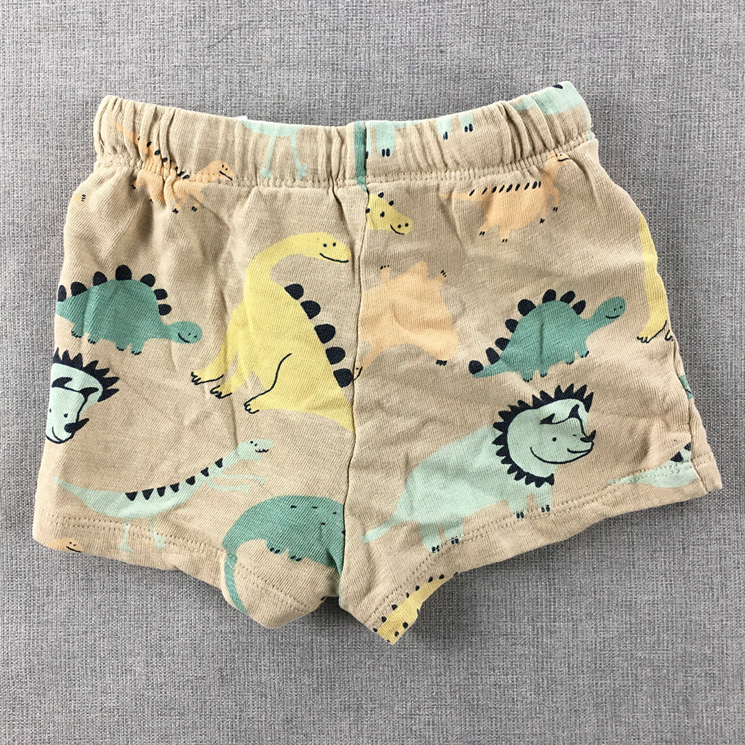 H&M Baby Shorts Size 1 (9 - 12 Months) Brown Dinosaur Elastic Waist