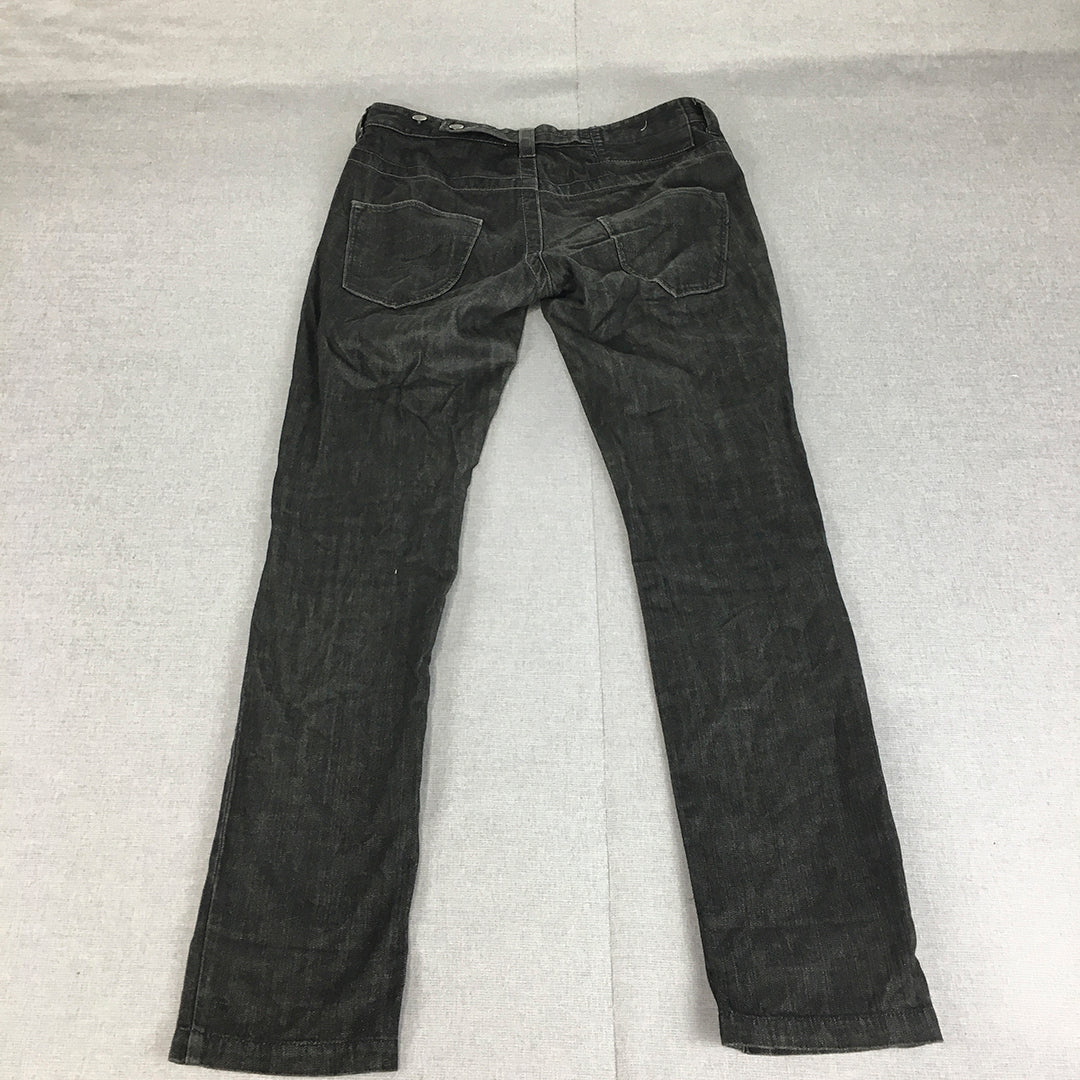 Country Road Womens Jeans Size 10 (W32 x L30) Black Slim Straight Leg Denim