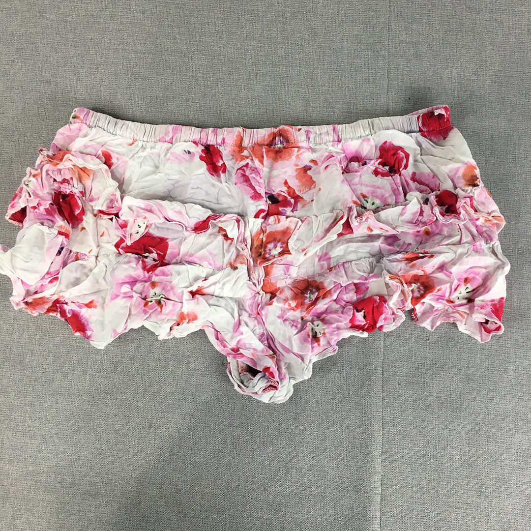 Peter Alexander Womens Sleep Shorts Size M White Pink Floral Pajama