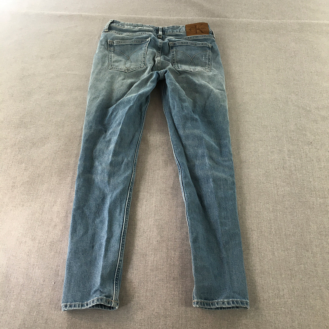 Calvin Klein Womens Jeans Size 28 x 26 Blue Light Wash Skinny Stretch Denim