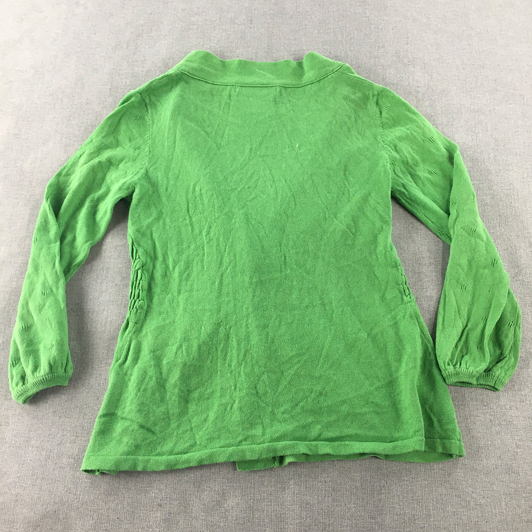 Sunny Girl Womens Cardigan Sweater Size S Green Long Sleeve Button