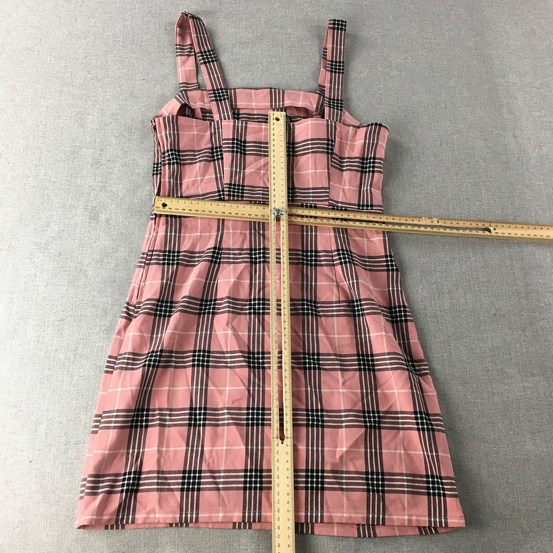 H&M Womens Mini Dress Size 10 Pink Checkered Sleeveless