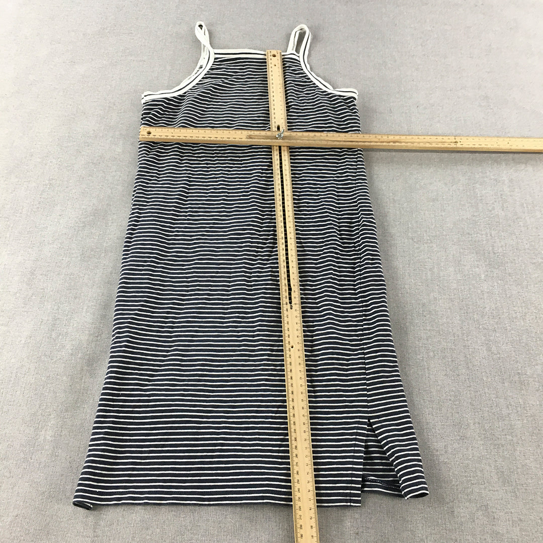 Bardot Junior Kids Girls Dress Size 16 Navy Blue Striped Sleeveless