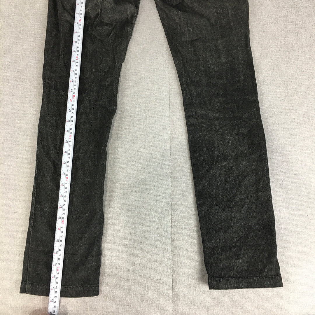 Country Road Womens Jeans Size 10 (W32 x L30) Black Slim Straight Leg Denim