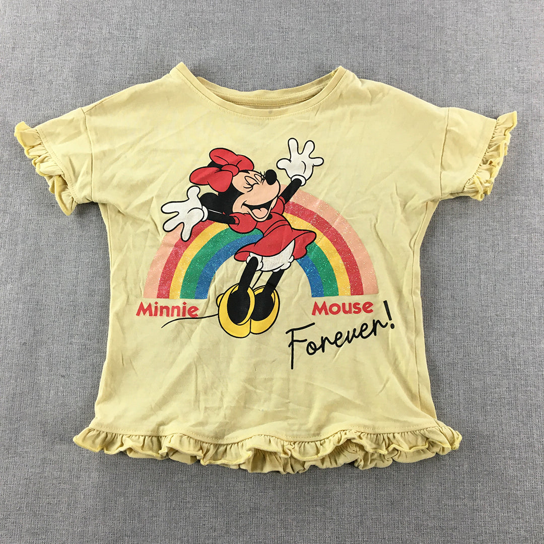 Disney Minnie Mouse Kids Girls Top Size 2 - 3 Years Toddler Yellow T-Shirt