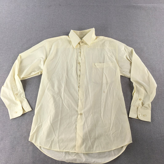 Vintage Pierre Cardin Mens Shirt Size S Yellow Long Sleeve Button-Up Pocket