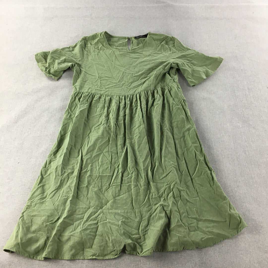 Zanzea Collection Womens Mini Dress Size L Green Pleated A-Line Short Sleeve