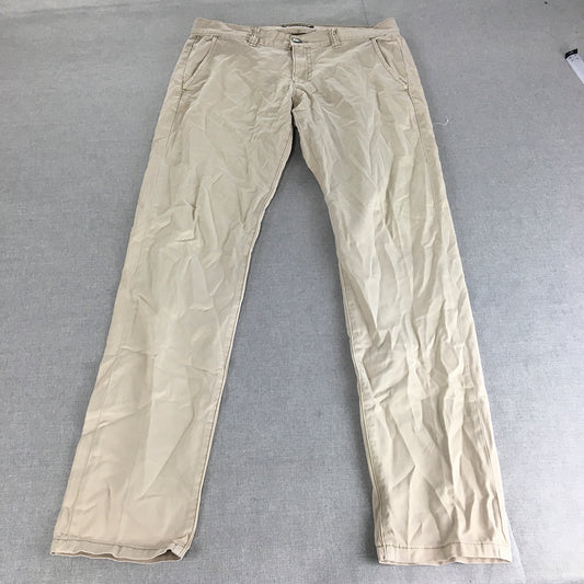 Ziggy Denim Mens Chino Pants Size 32 (W32 x L30) Cream Beige Straight Leg