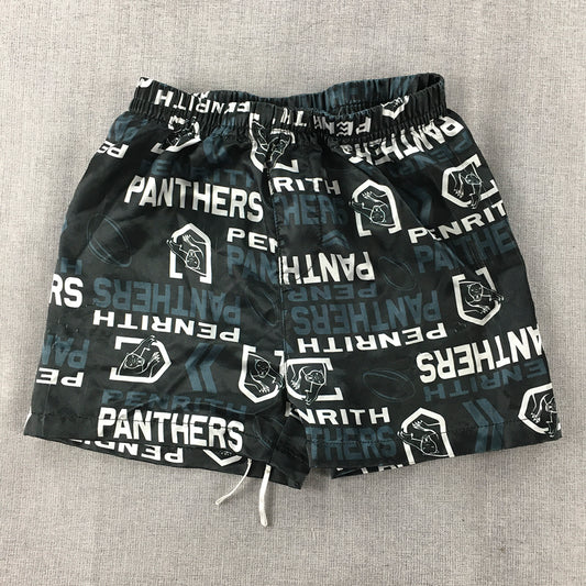 Penrith Panthers Kids Boys Pajama Shorts Size 6 Black NRL Rugby League