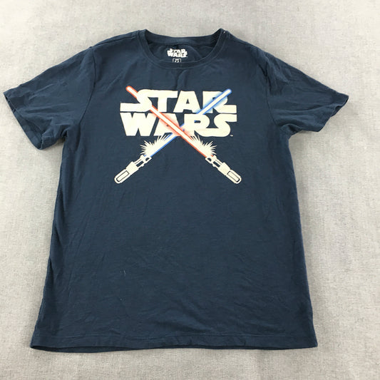 Star Wars Kids Boys T-Shirt Size 14 Blue Logo Short Sleeve Top