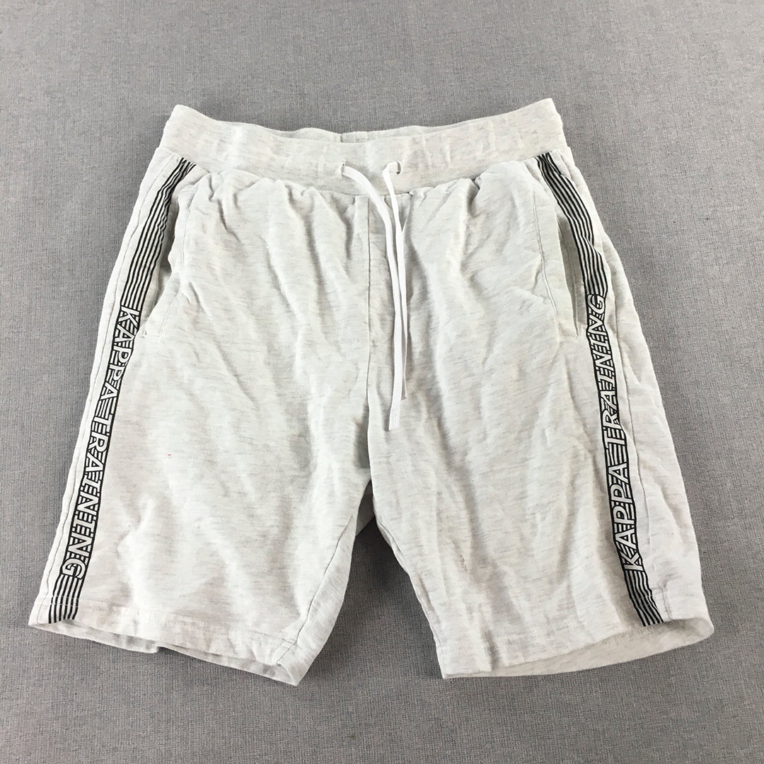 Kappa Mens Shorts Size M Grey Logo Pockets Drawstring