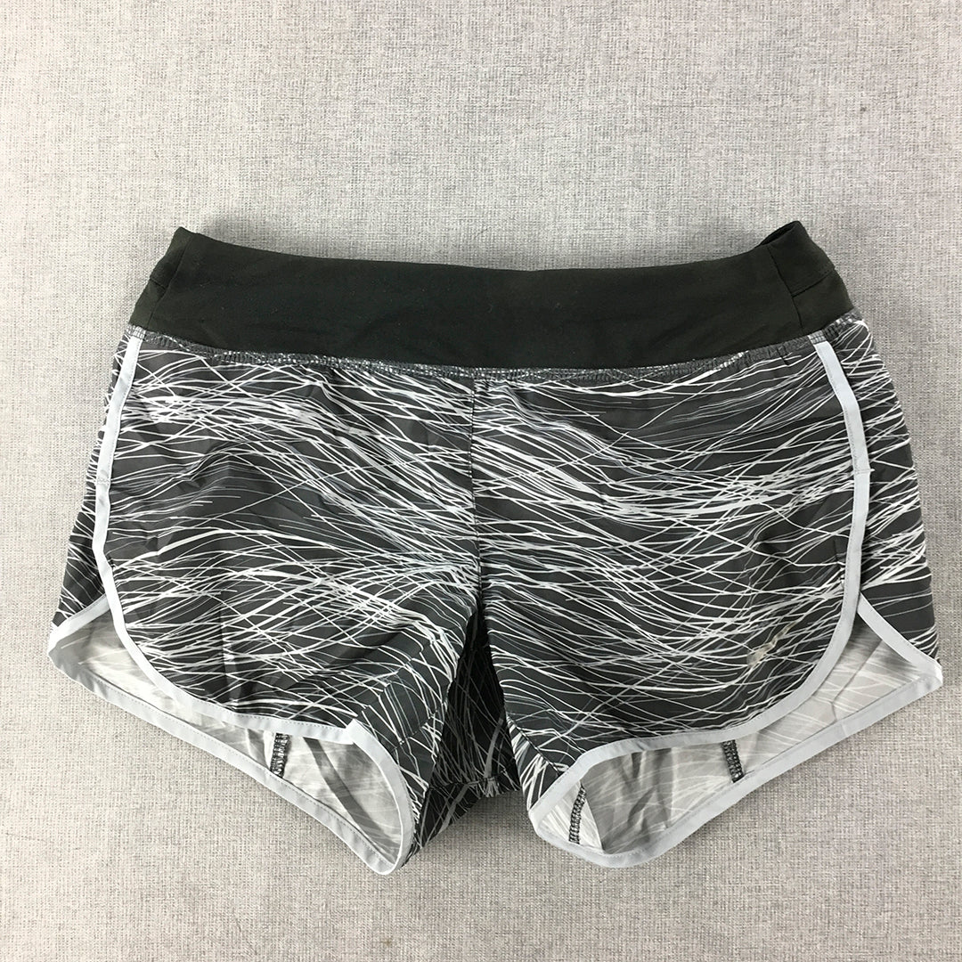 Nike Womens Shorts Size M Black White Striped Running Elastic Waist