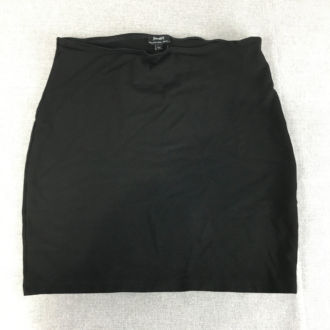 Bardot Womens Mini Skirt Size 14 Black Stretch Knit Straight