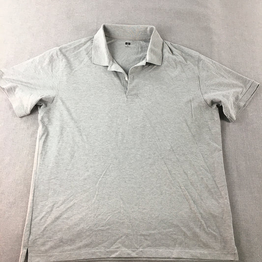 Uniqlo Mens Polo Shirt Size XL Grey Collared Short Sleeve Rugby