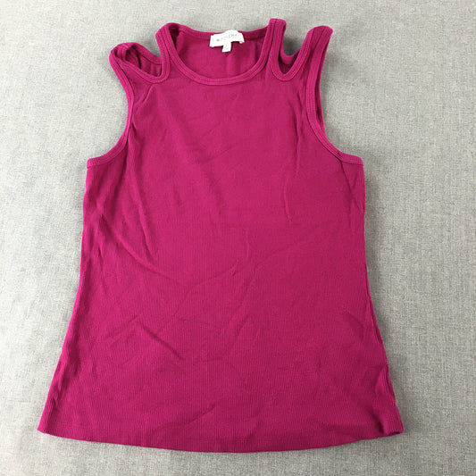 Witchery Womens Top Size XL Hot Pink Cold Shoulder Sleeveless Knit