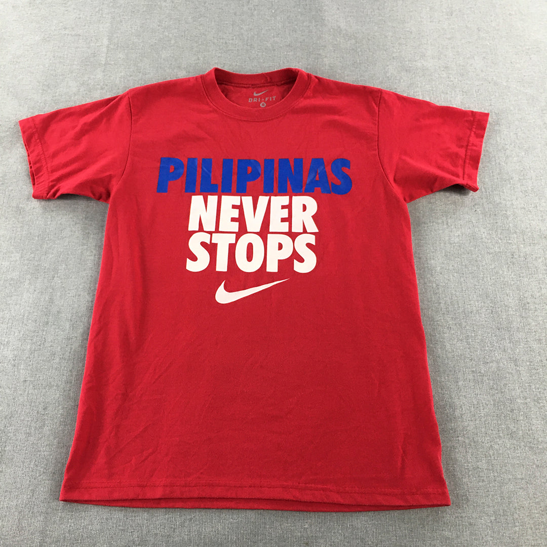 Nike Philippines Mens T-Shirt Size S Red Swoosh Logo Short Sleeve Tee