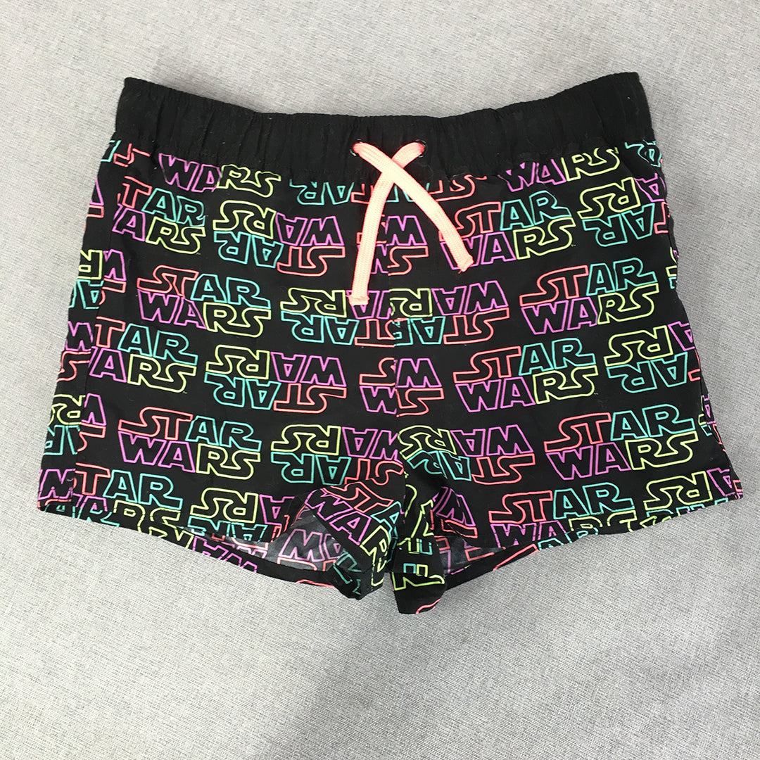 Star Wars Kids Girls Shorts Size 16 Black Logo Drawstring Elastic Waist