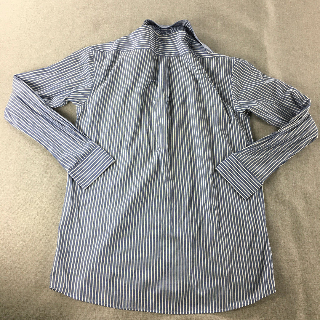 Pierre Cardin Mens Shirt Size M Blue Striped Long Sleeve Button-Up Collared