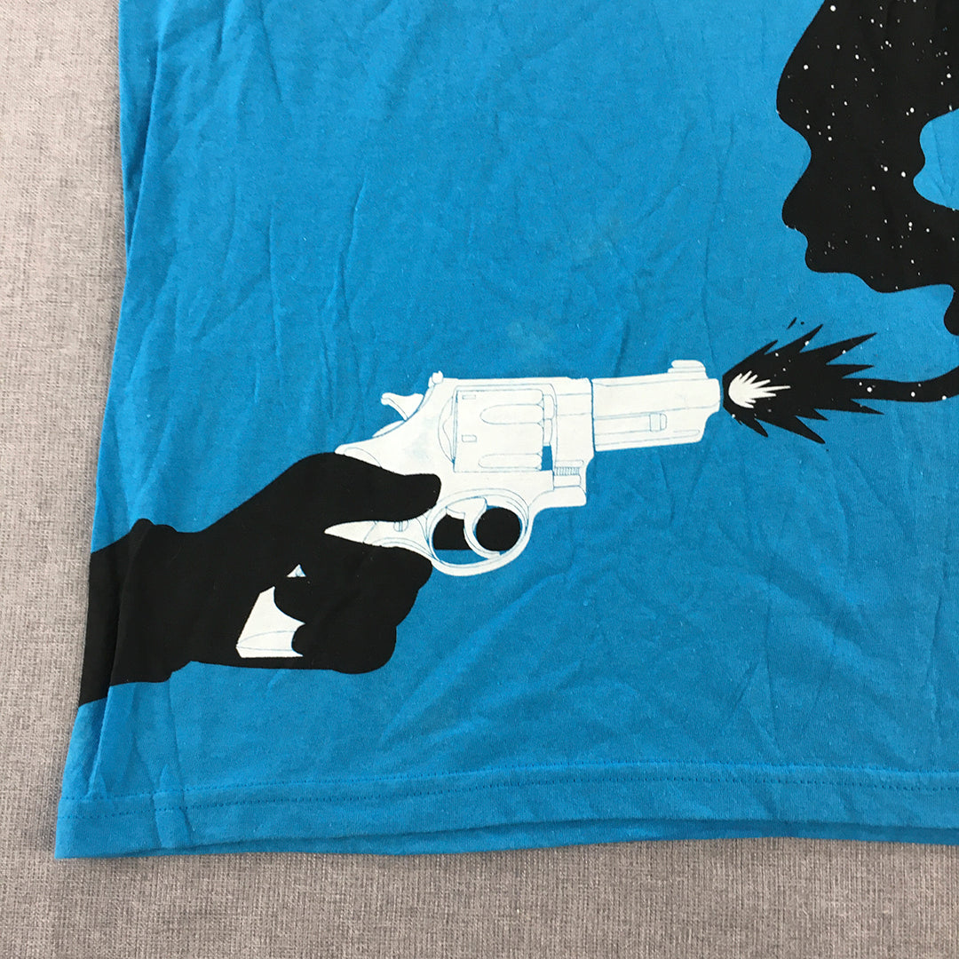 Design By Humans Mens T-Shirt Size M Blue Gun Night Sky Short Sleeve Tee