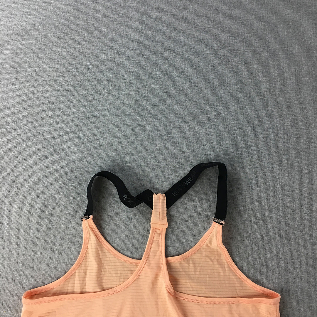 Rockwear Womens Tank Top Size 10 Peach Pink Logo Sleeveless Singlet Shirt