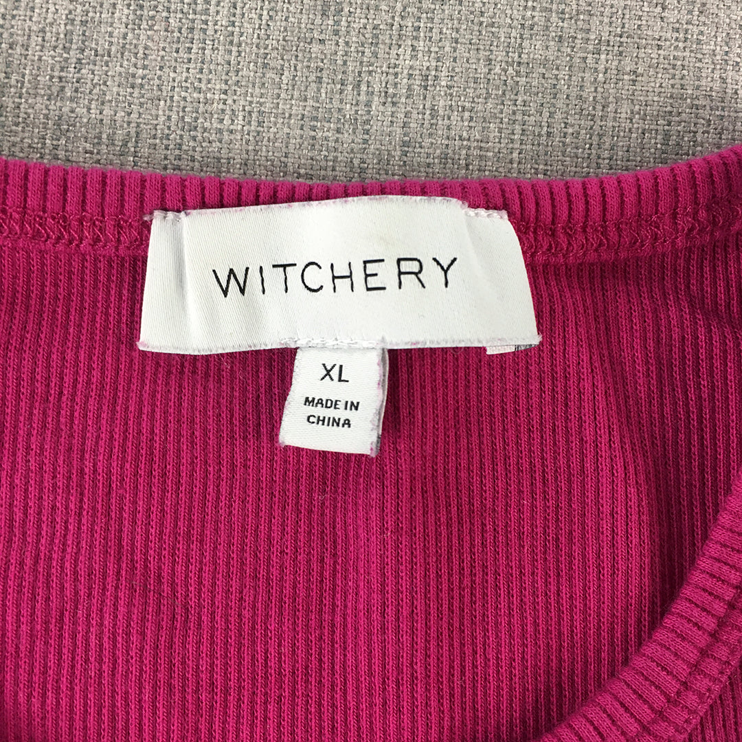 Witchery Womens Top Size XL Hot Pink Cold Shoulder Sleeveless Knit